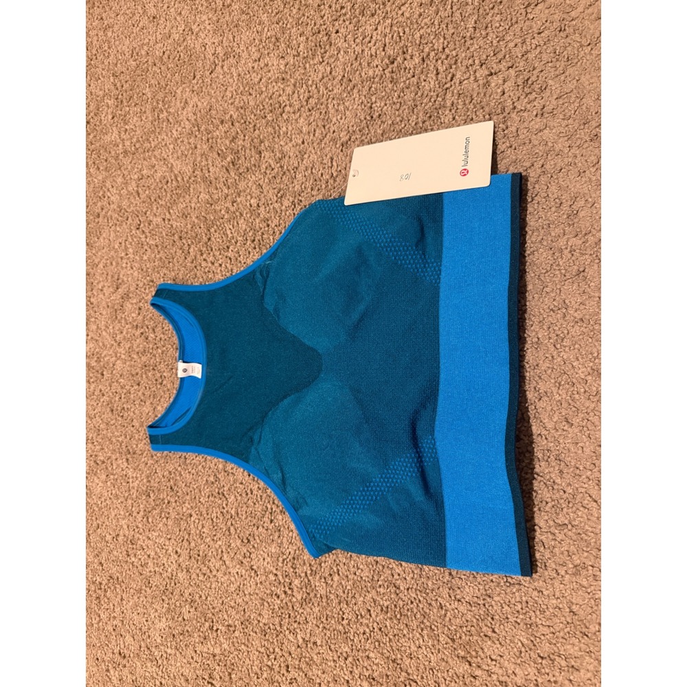 Lululemon Seamless Mesh Shelf-Bra Training Tank Blue Teal Size 6 NWT